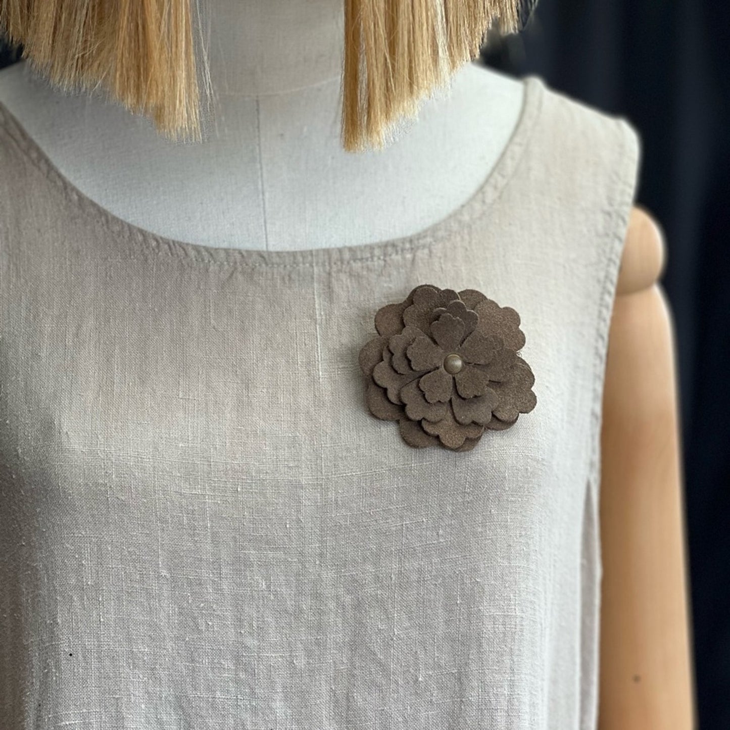 Handmade Suede Brooch