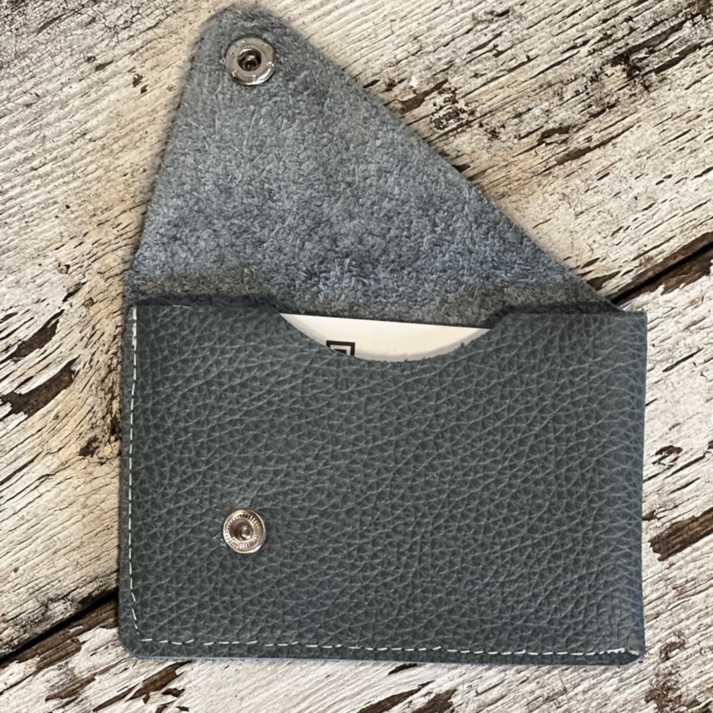 Handmade Sea Foam Blue Leather Card Holder