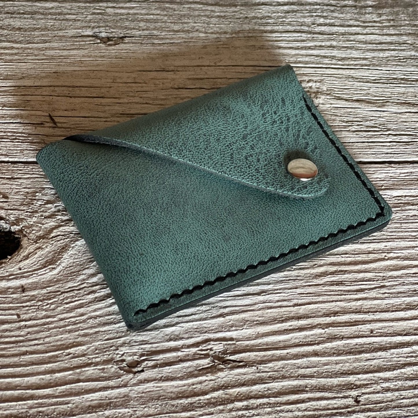 Handmade Turquoise Leather Card Holder