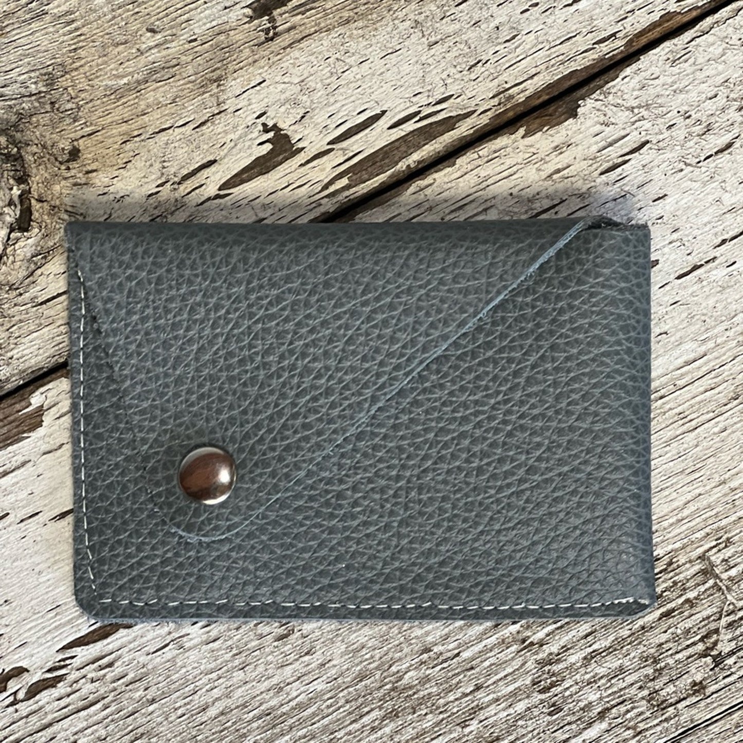 Handmade Sea Foam Blue Leather Card Holder