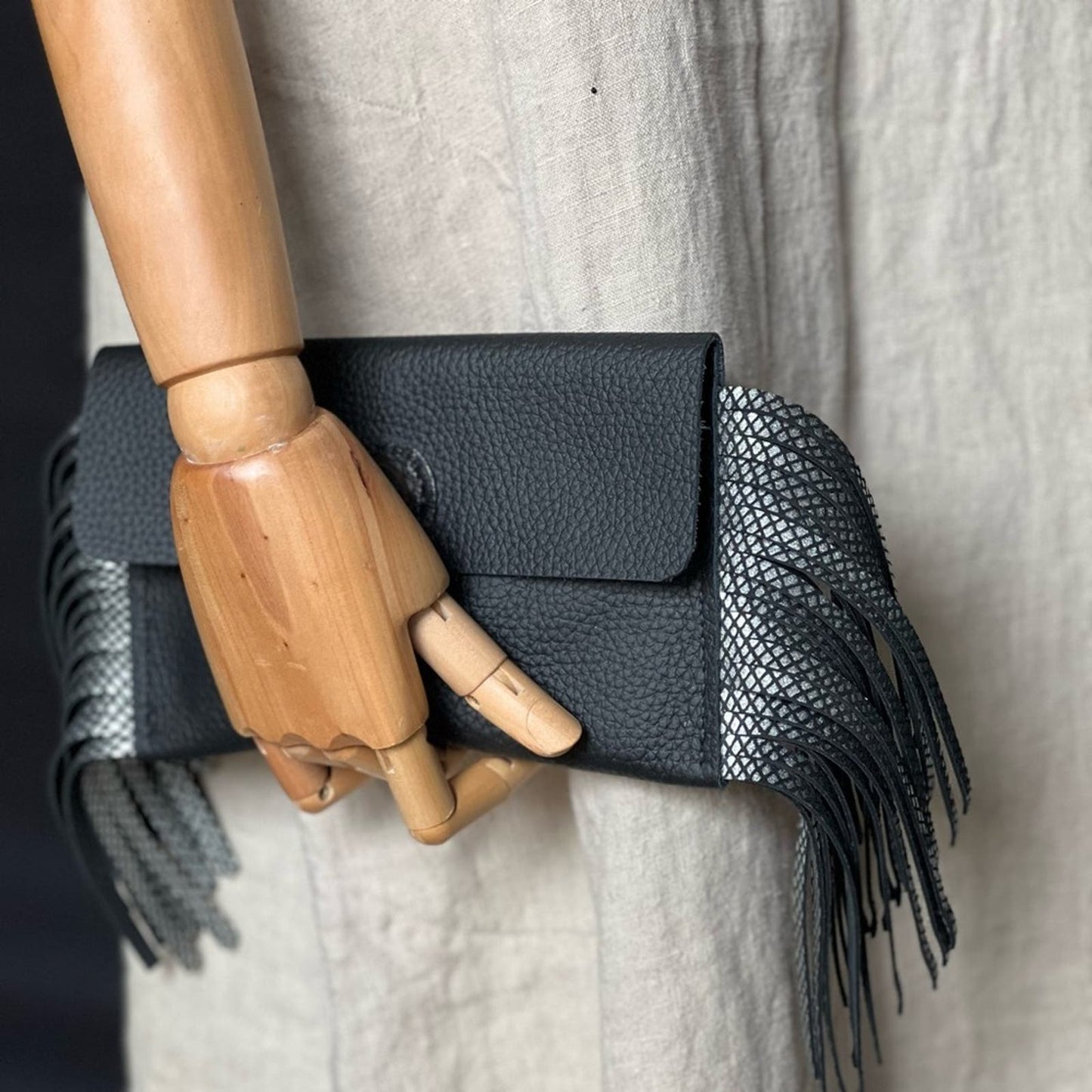 Handmade Leather Fringe Clutch