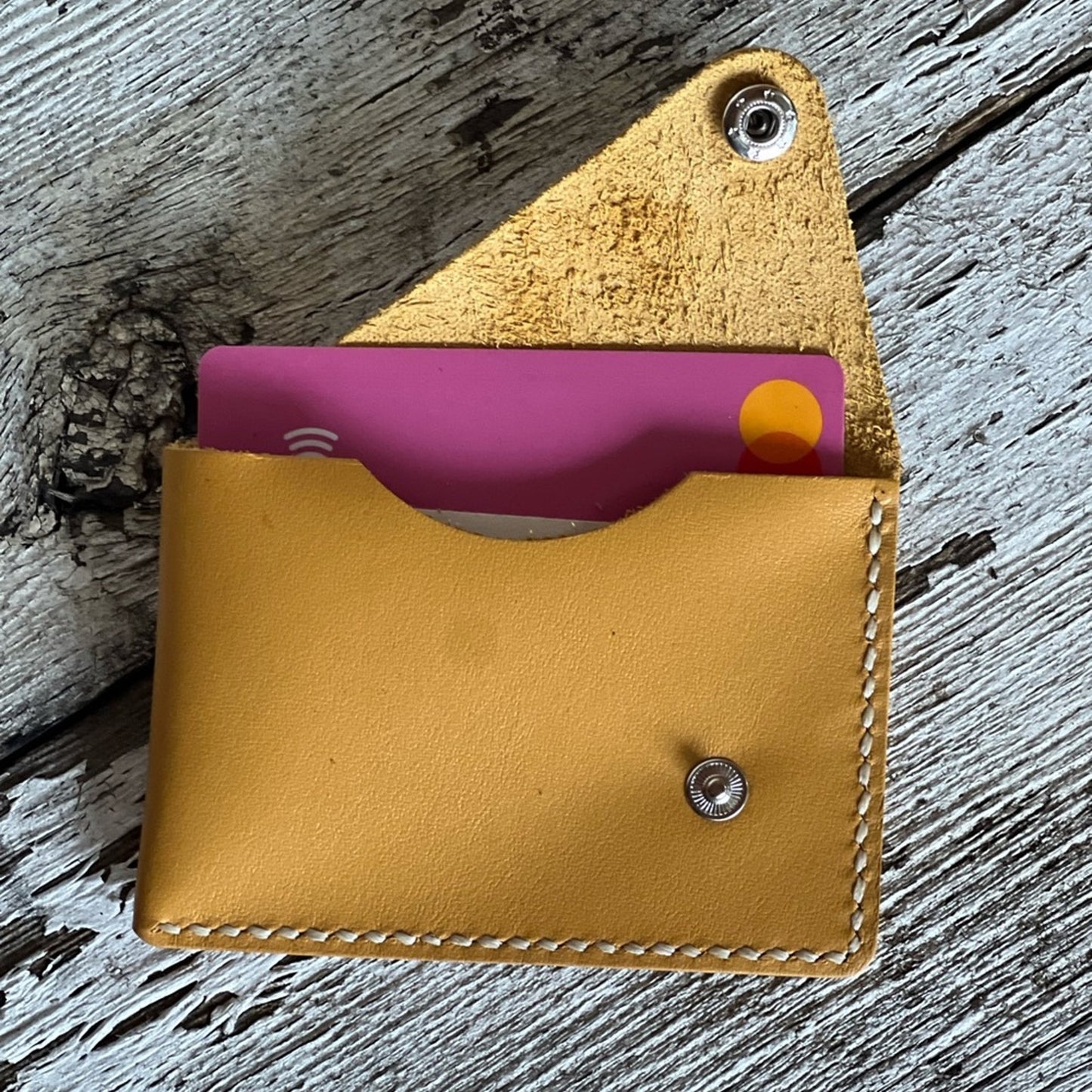 Handmade Yellow Leather Card Holder