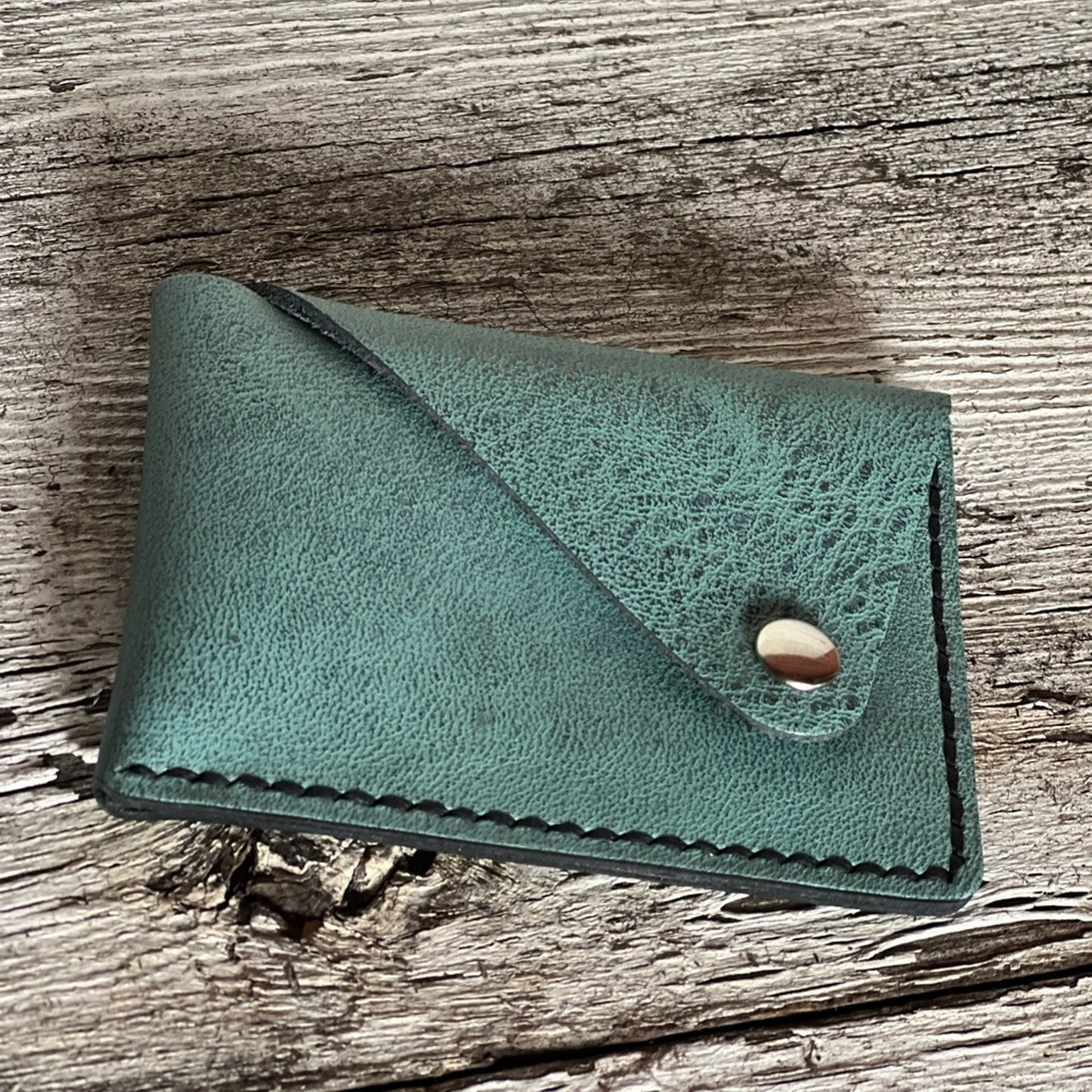 Handmade Turquoise Leather Card Holder