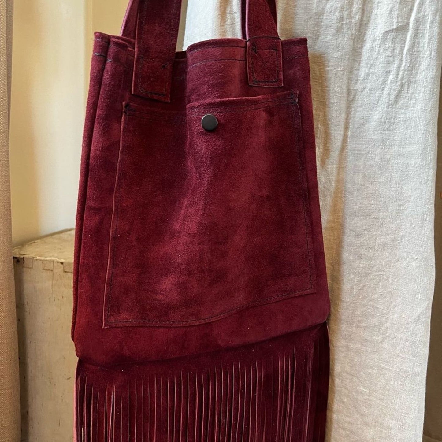 Chic & Boho Handmade Suede Fringe Tote Bag | Stylish & Unique