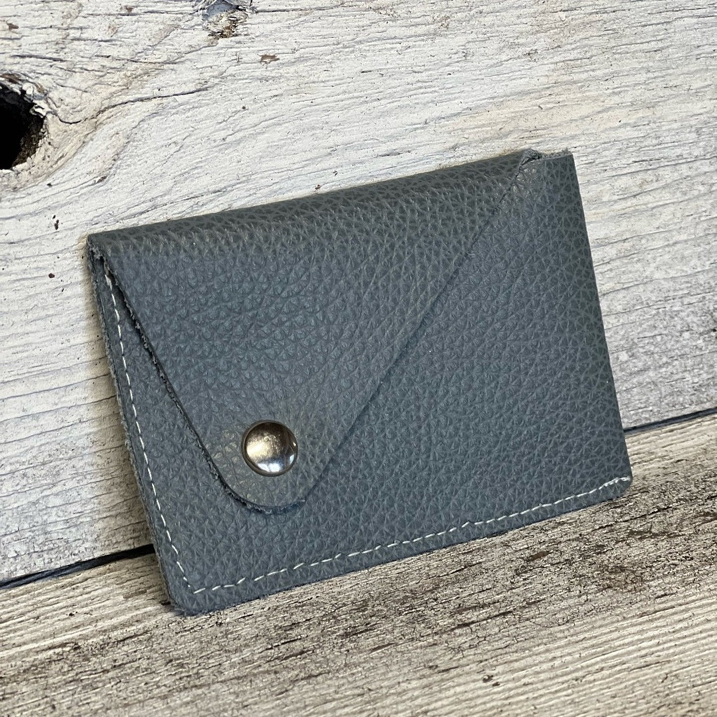 Handmade Sea Foam Blue Leather Card Holder