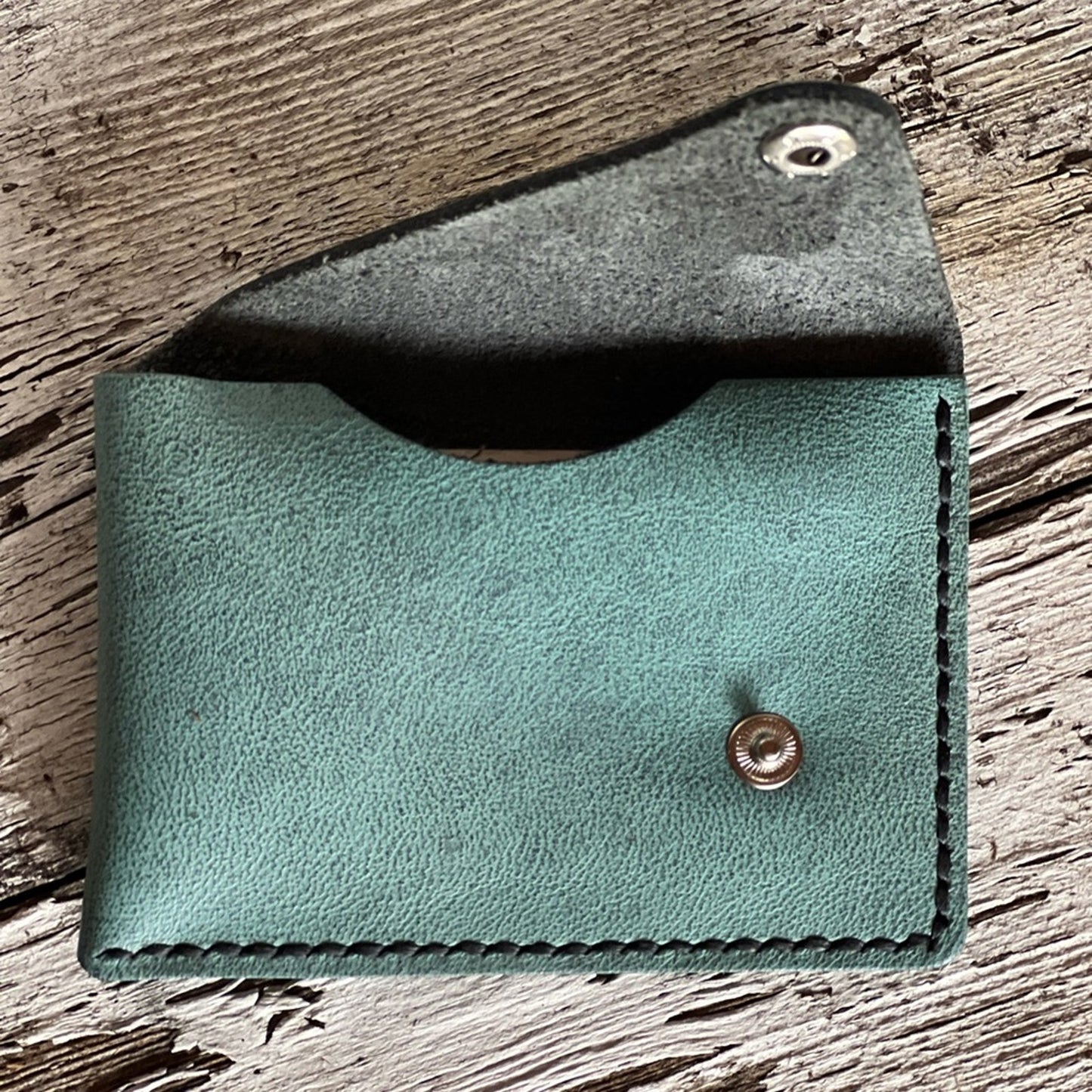 Handmade Turquoise Leather Card Holder