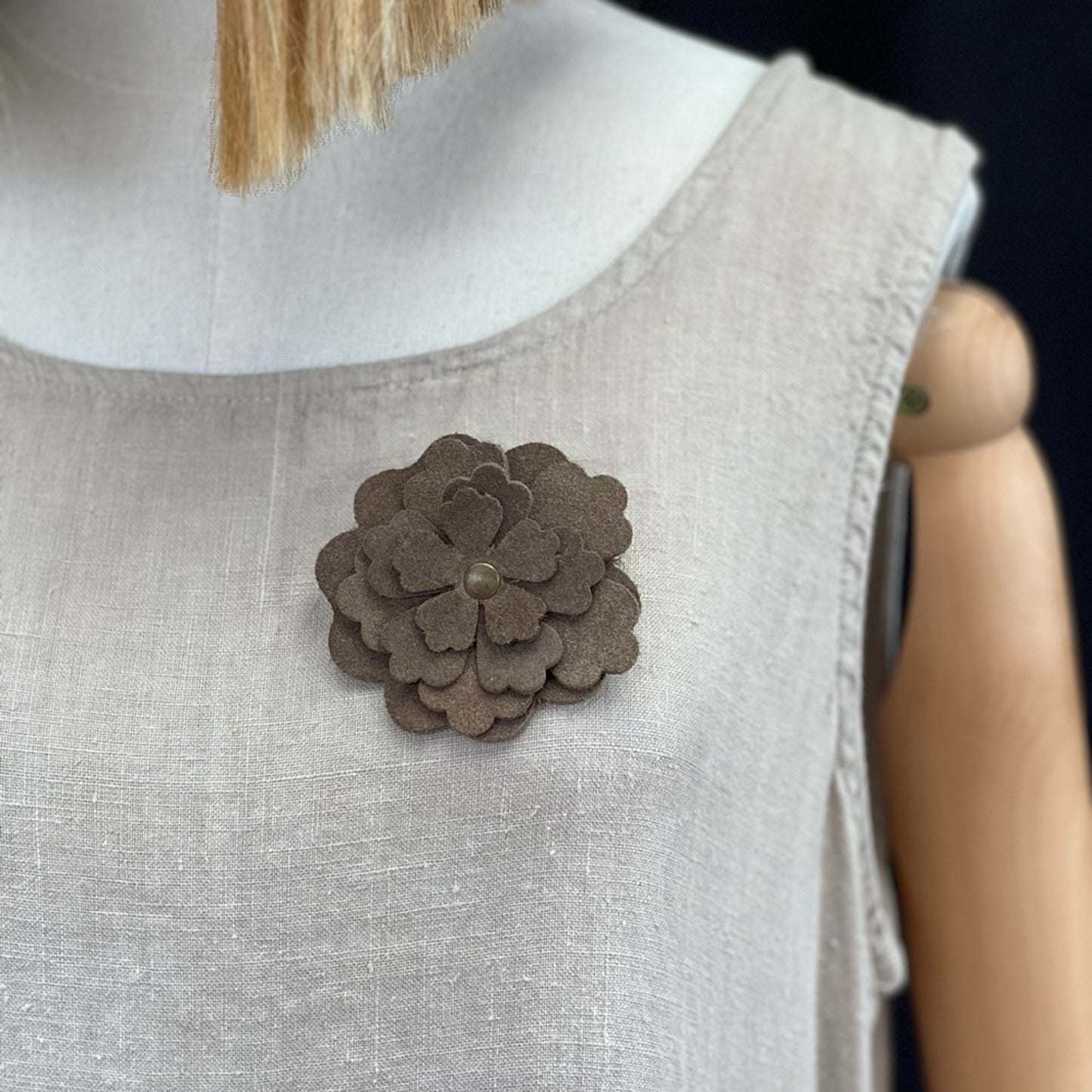 Handmade Suede Brooch