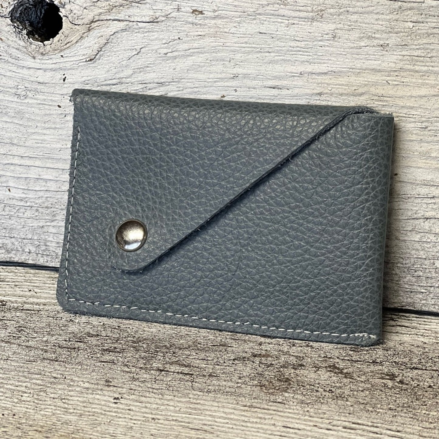 Handmade Sea Foam Blue Leather Card Holder