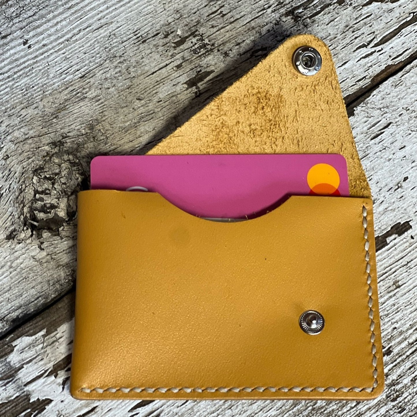 Handmade Yellow Leather Card Holder