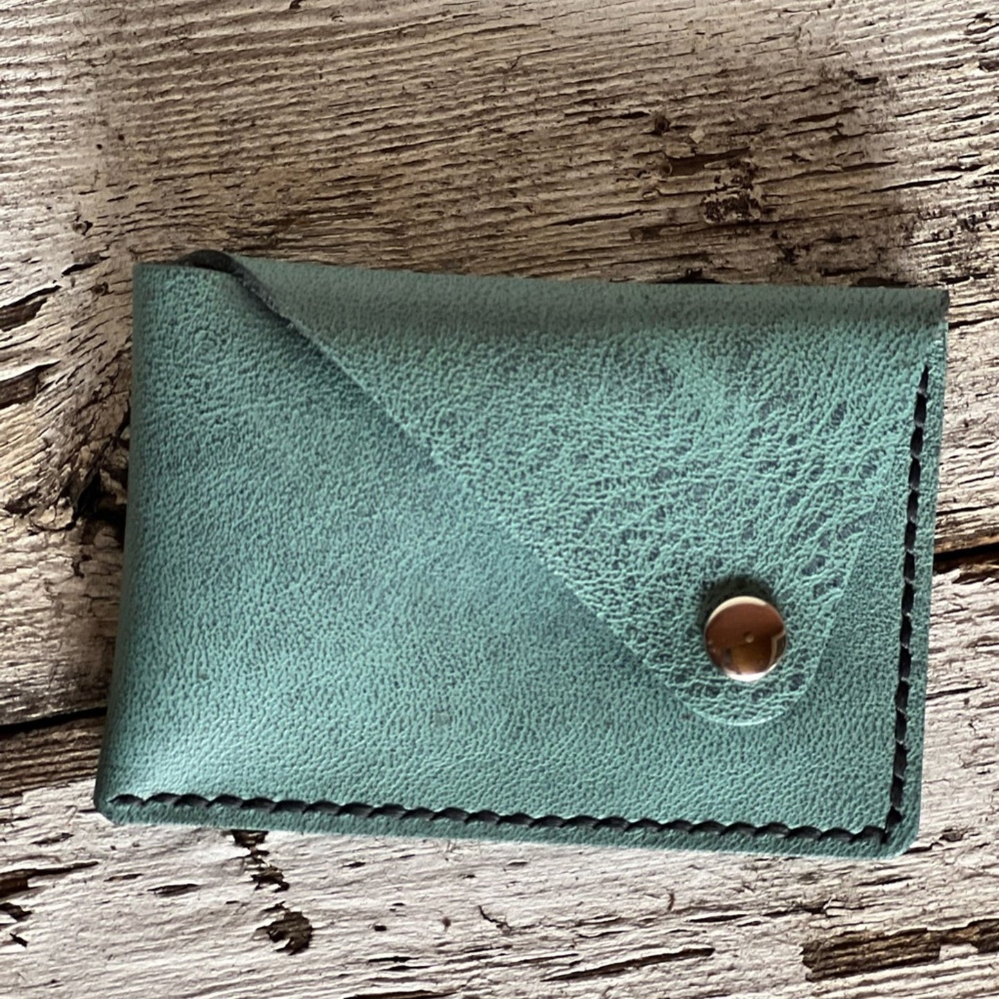 Handmade Turquoise Leather Card Holder