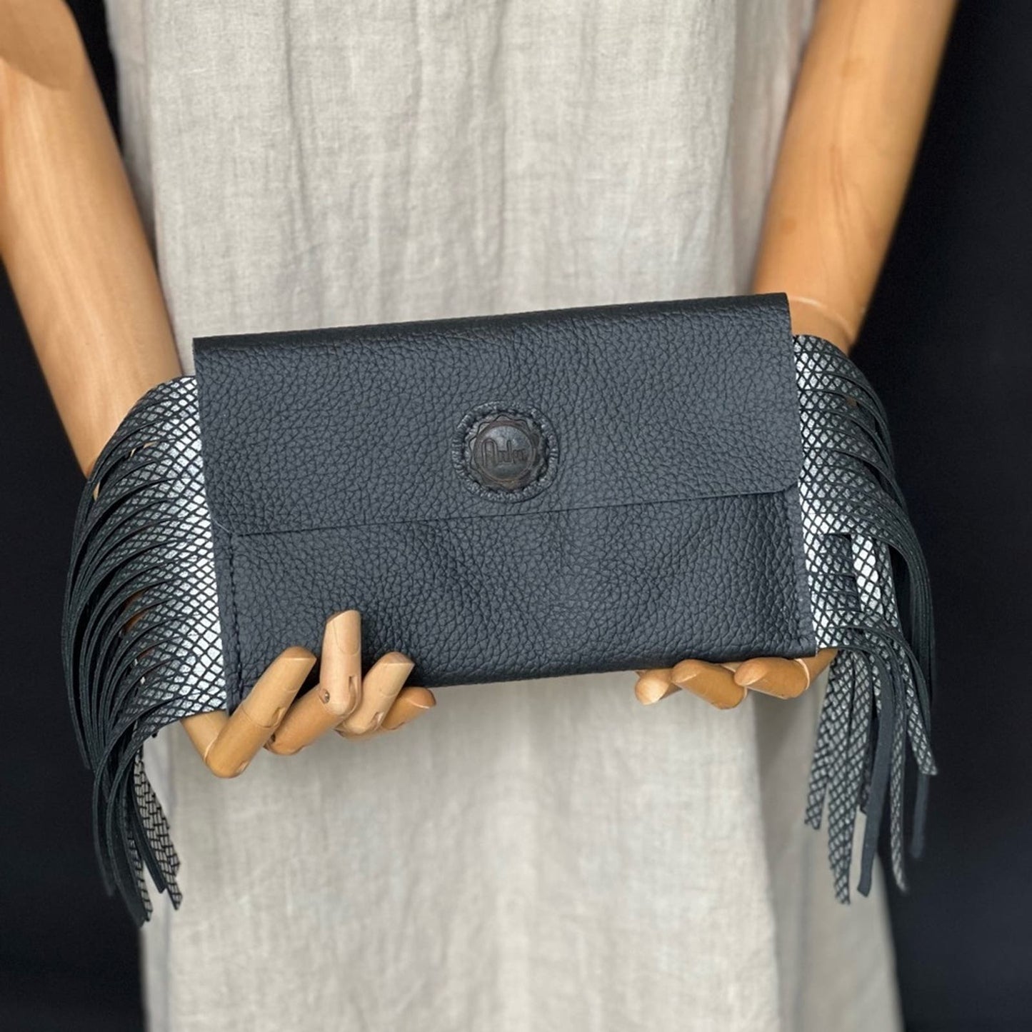 Handmade Leather Fringe Clutch