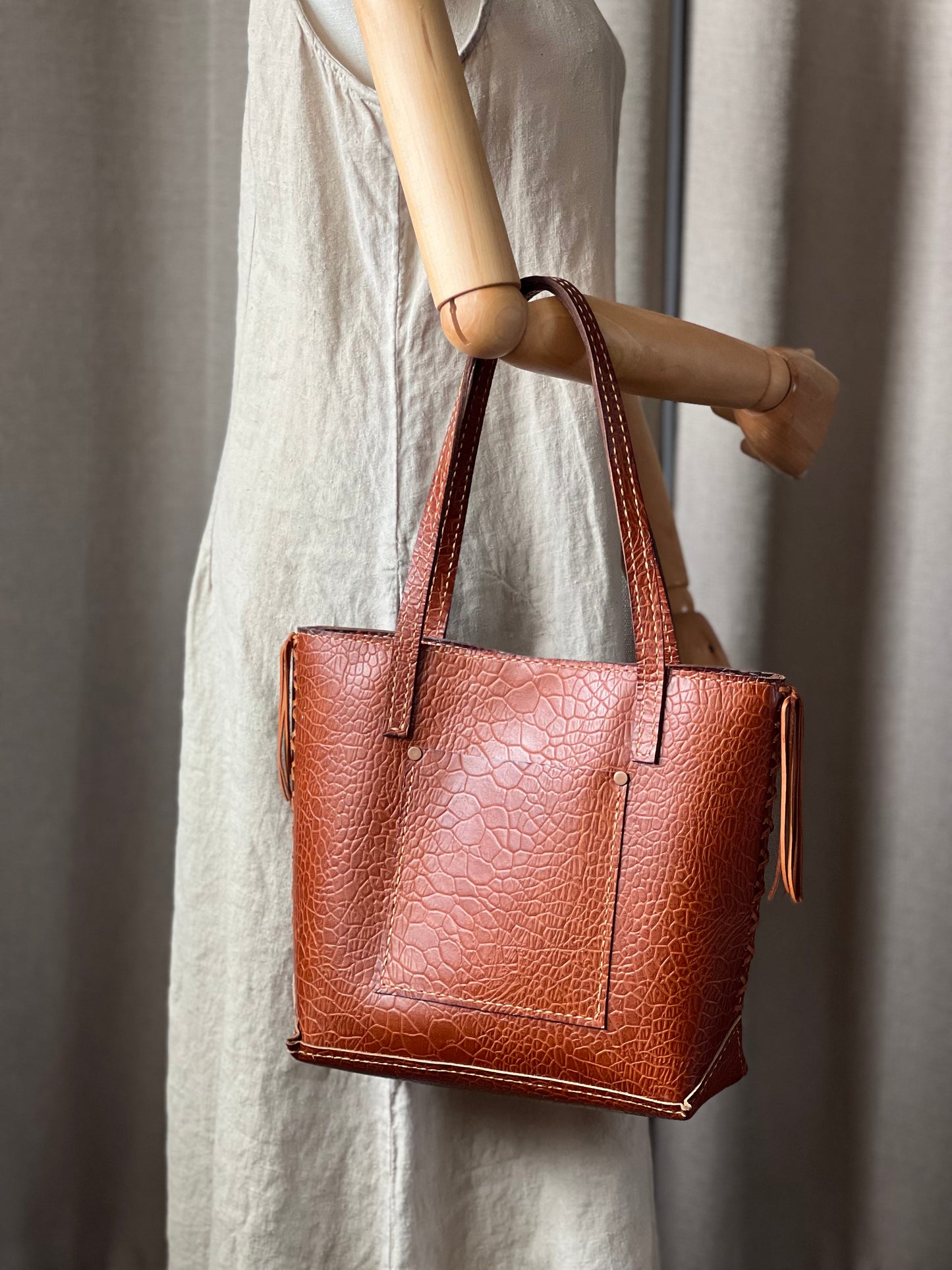 Braided Leather Tote Bag