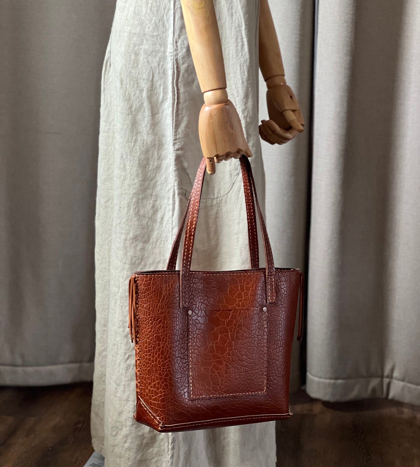 Braided Leather Tote Bag