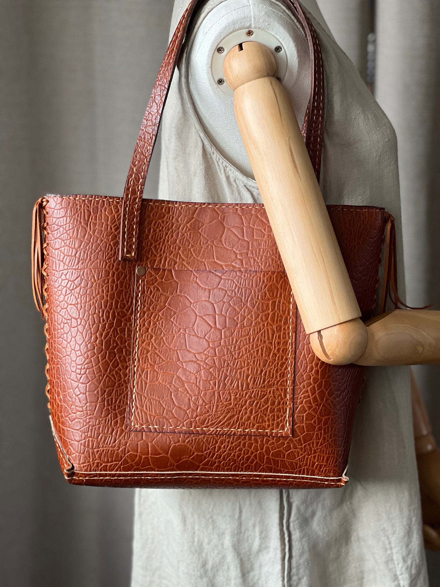 Braided Leather Tote Bag