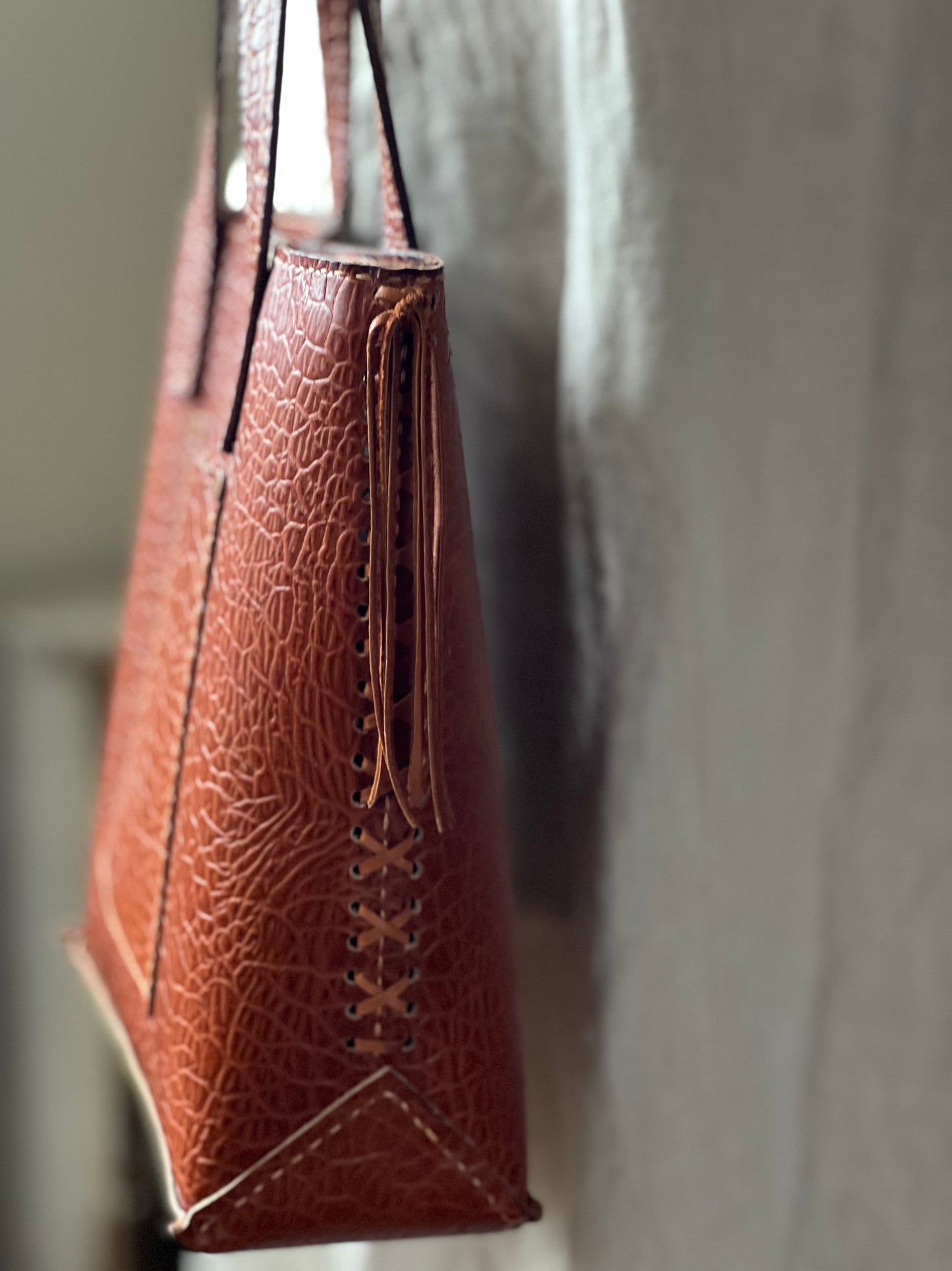 Braided Leather Tote Bag