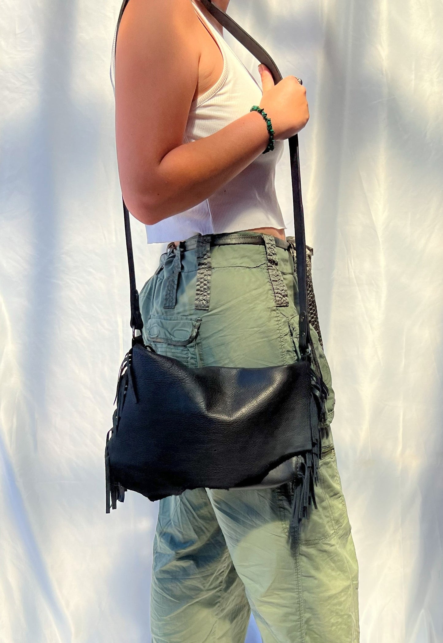 Handmade BOHO Fringe Messenger Leather Bag