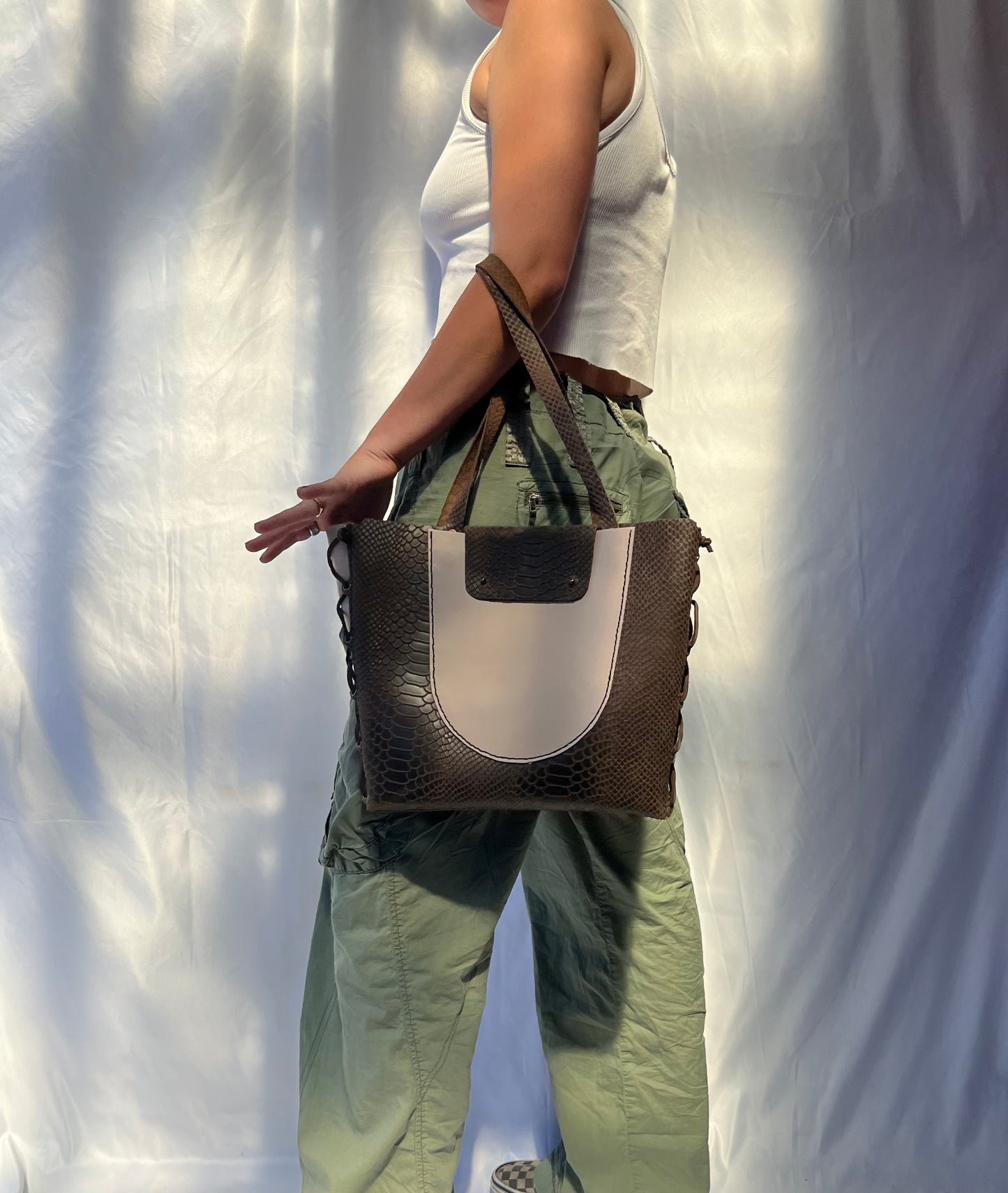 Laced Leather Tote Bag