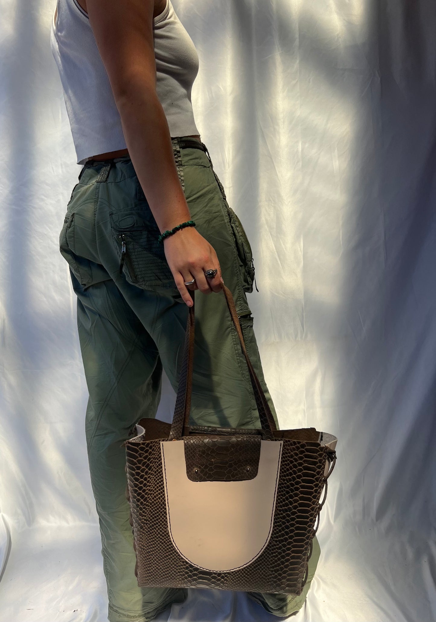 Laced Leather Tote Bag