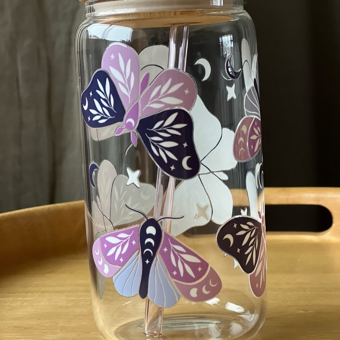 Iced Coffee Cup with Glass Straw