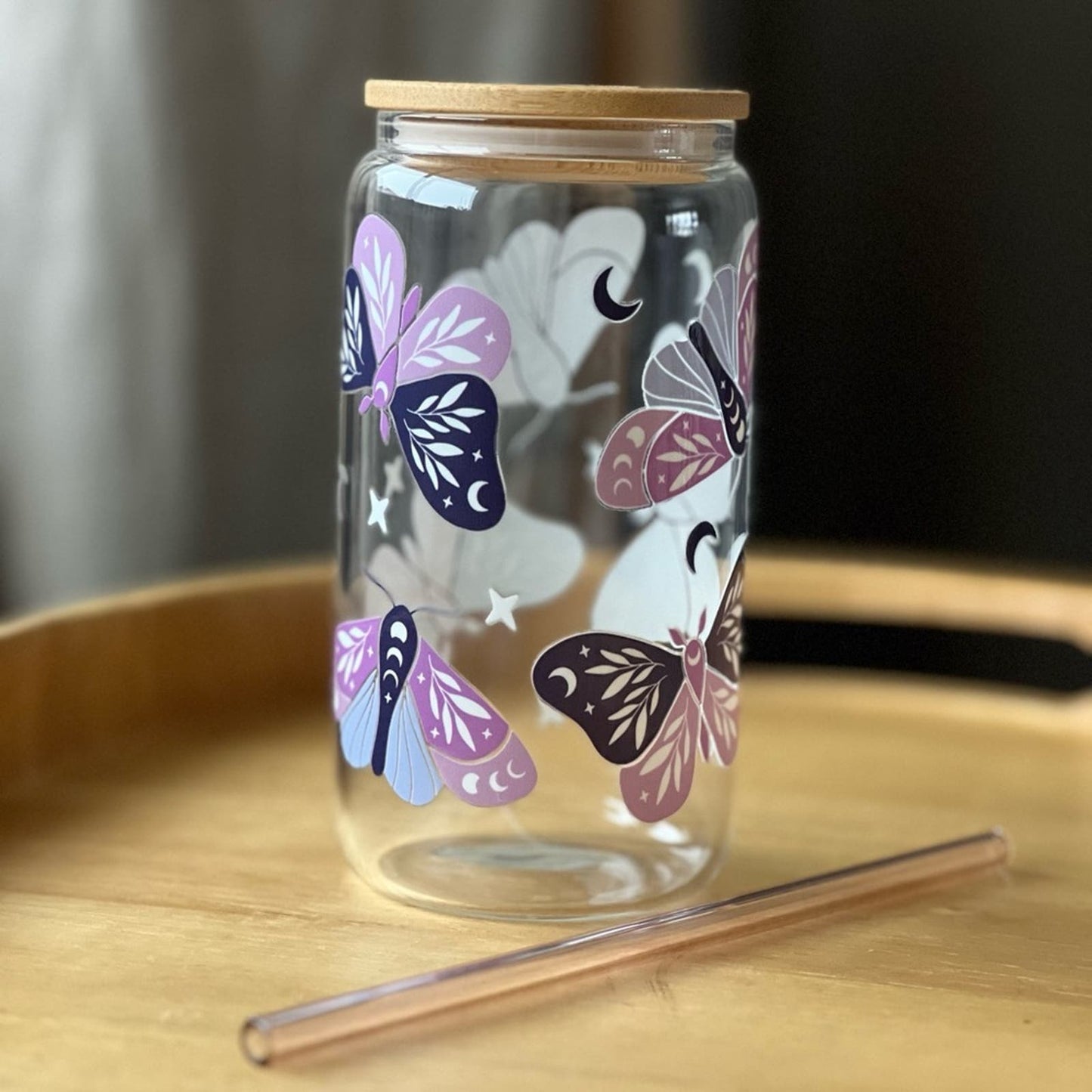 Iced Coffee Cup with Glass Straw