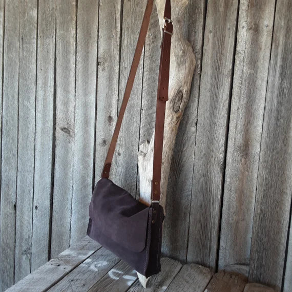 Handmade Suede Leather Messenger Bag - leatherbyanka