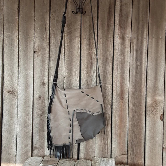 Leather Crossover Messenger Handbag - leatherbyanka