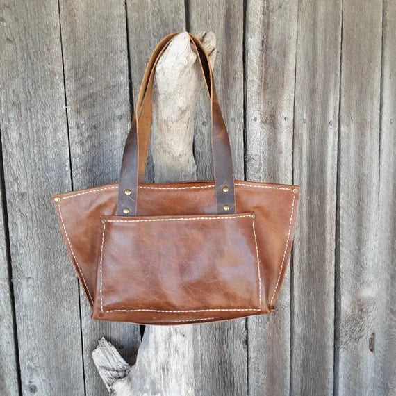 Brown Leather Tote Bag - leatherbyanka