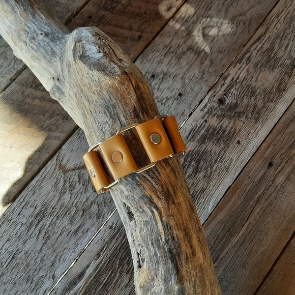 Handmade Yellow Leather Bracelet - leatherbyanka