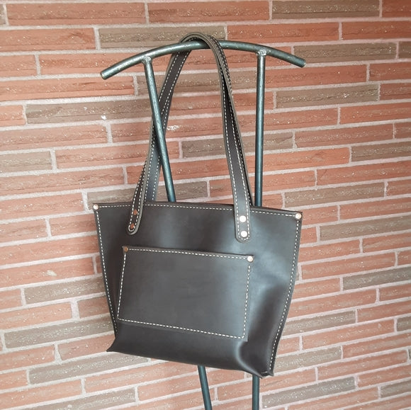 Handmade Brown Leather Tote Bag - leatherbyanka