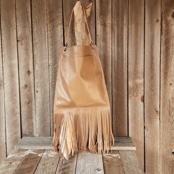 Boho Fringe Distressed Leather Handbag - leatherbyanka