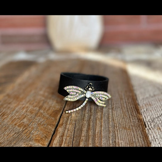 Handmade Leather Bracelet with Dragonfly Charm - leatherbyanka