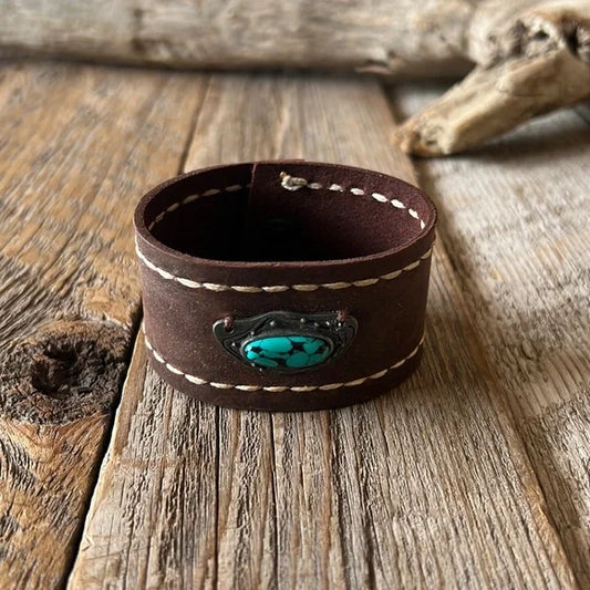 Handmade leather cuff bracelet - leatherbyanka