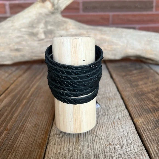 Handmade Leather Bracelet Black - leatherbyanka