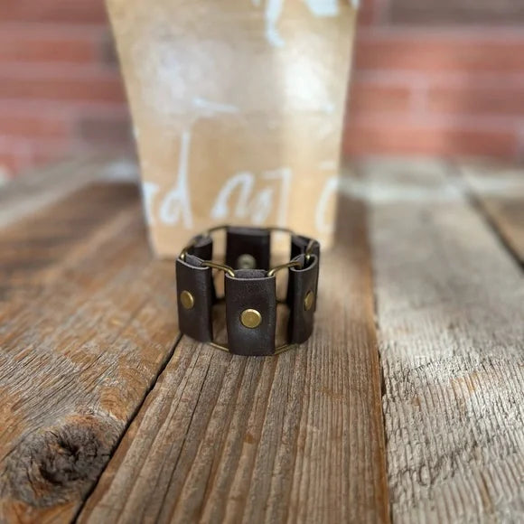 Handmade Brown Leather Bracelet - leatherbyanka