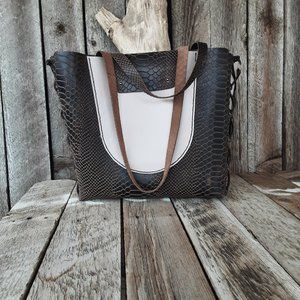 Laced Leather Tote Bag - leatherbyanka