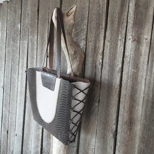 Laced Leather Tote Bag - leatherbyanka