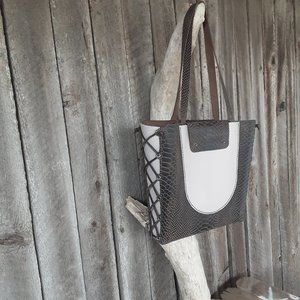 Laced Leather Tote Bag - leatherbyanka