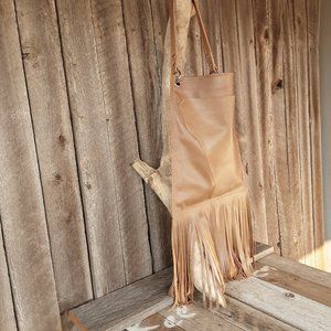 Boho Fringe Distressed Leather Handbag - leatherbyanka