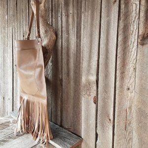 Boho Fringe Distressed Leather Handbag - leatherbyanka