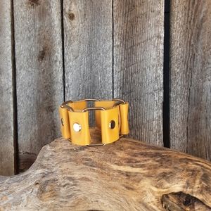 Handmade Yellow Leather Bracelet - leatherbyanka