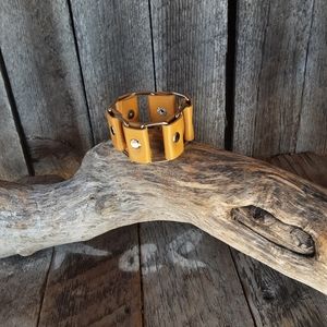 Handmade Yellow Leather Bracelet - leatherbyanka