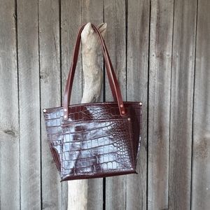 Handmade Burgundy Leather Tote Bag - leatherbyanka