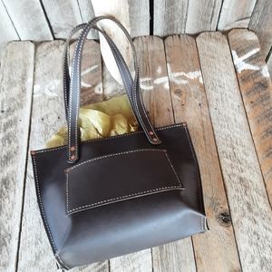 Handmade Brown Leather Tote Bag - leatherbyanka