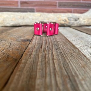 Handmade Fuchsia Leather Bracelet - leatherbyanka