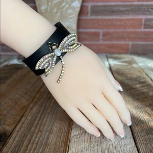 Handmade Leather Bracelet with Dragonfly Charm - leatherbyanka