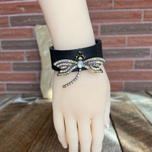 Handmade Leather Bracelet with Dragonfly Charm - leatherbyanka