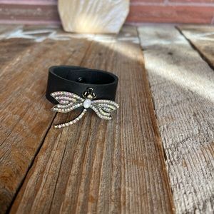 Handmade Leather Bracelet with Dragonfly Charm - leatherbyanka