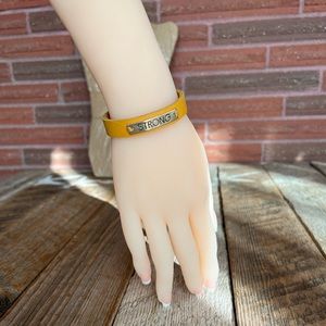 Handmade Yellow Inspirational “STRONG" Leather Bracelet - leatherbyanka