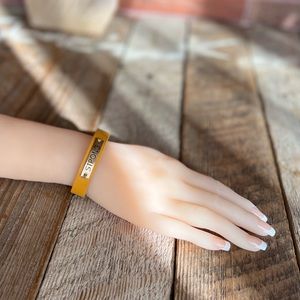 Handmade Yellow Inspirational “STRONG" Leather Bracelet - leatherbyanka