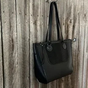 Handmade Gray and Black Leather Tote Bag - leatherbyanka